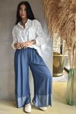 Frisco Deep Cuff Chambray Wide Leg Pant Dark